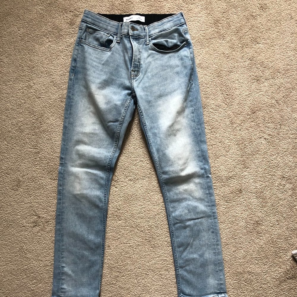 Mens Old Navy Slim Faded Built-In Flex Waist 5-Pocket Denim Jeans, Size 29-30